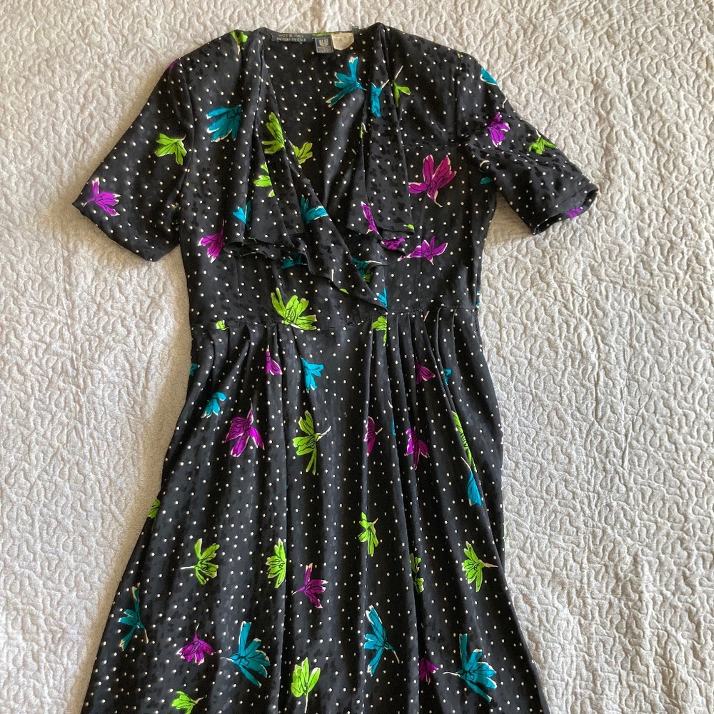 Vintage Emanuel Ungaro pure silk printed dress.